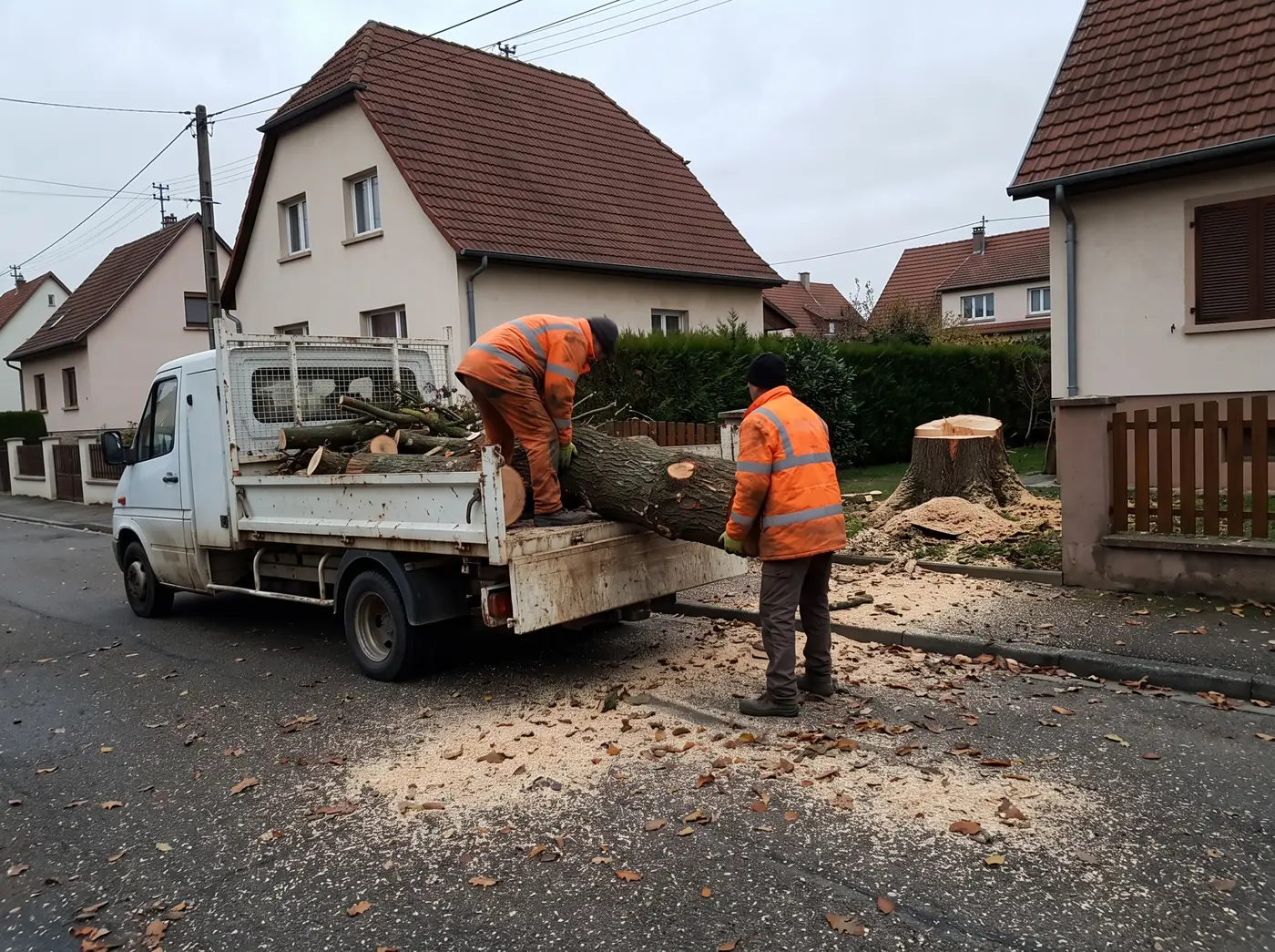 Chargement des branches dans le camion